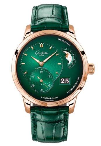 Glashütte Original PanoMatic Lunar Red Gold Green Alligator Short Folding