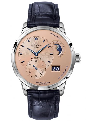 Glashütte Original PanoMatic Lunar Stainless Steel Rose Alligator Pin