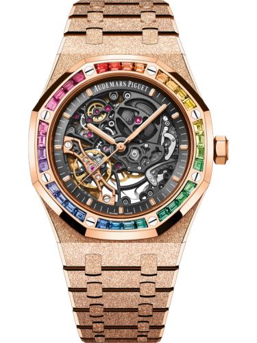 Audemars Piguet Royal Oak 41 Double Balance Wheel Openworked Frosted Pink Gold Rainbow