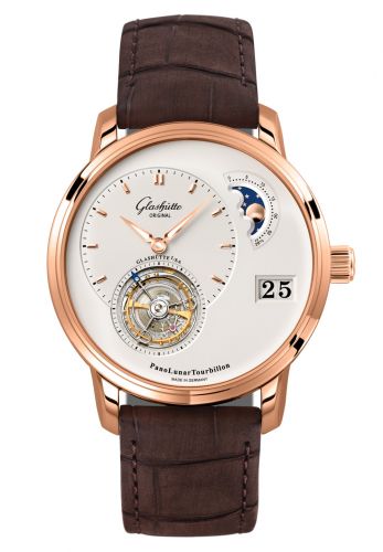 Glashütte Original PanoLunar Tourbillon Red Gold Silver Alligator Pin