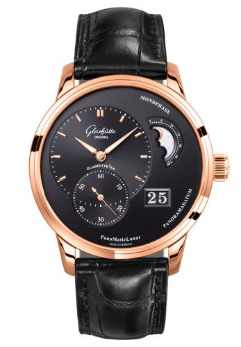 Glashütte Original PanoMatic Lunar Red Gold Black Alligator Folding