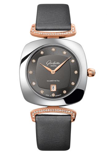 Glashütte Original Pavonina Date Stainless Steel Red Gold Diamond Grey Calf