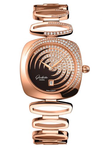 Glashütte Original Pavonina Date Red Gold Diamond Cold Enamel Brown Bracelet
