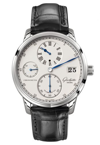 Glashütte Original Senator Chronometer Regulator White Gold Silver Alligator Folding