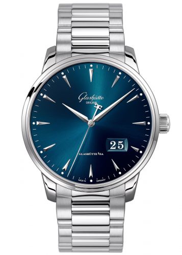 Glashütte Original Senator Excellence Panorama Date Stainless Steel Blue Bracelet