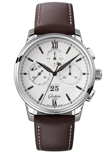 Glashütte Original Senator Chronograph Panorama Date Stainless Steel Silver Calf Pin