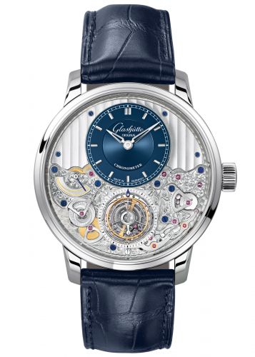 Glashütte Original Senator Chronometer Tourbillon Platinum Blue Alligator Folding