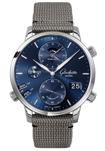 Glashütte Original Senator Cosmopolite Stainless Steel Blue Synthetic