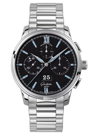 Glashütte Original Senator Chronograph Panorama Date Stainless Steel Black Bracelet