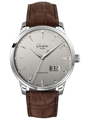 Glashütte Original Senator Excellence Panorama Date Stainless Steel Grey Alligator Folding