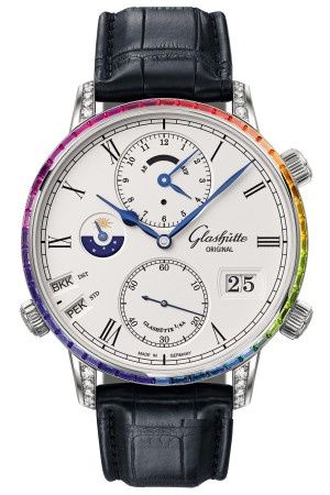 Glashütte Original Senator Cosmopolite White Gold Rainbow Alligator Folding