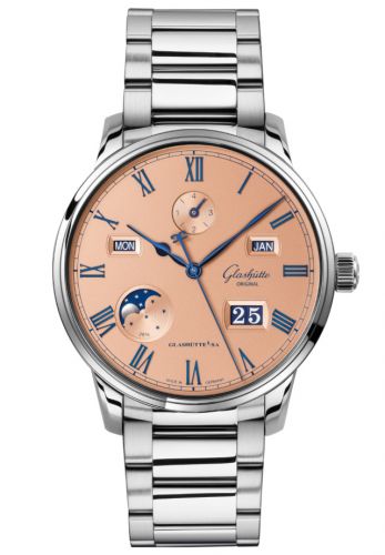 Glashütte Original Senator Perpetual Calendar Stainless Steel Salmon Bracelet