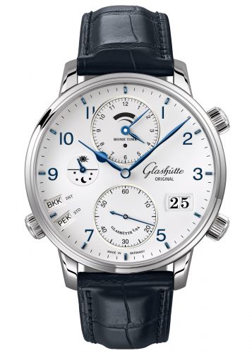 Glashütte Original Senator Cosmopolite Stainless Steel Silver-Arabic Alligator