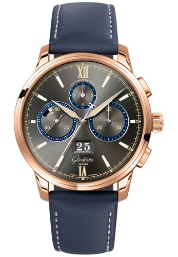 Glashütte Original Senator Chronograph Panorama Date Capital Edition Red Gold Grey Calf Folding