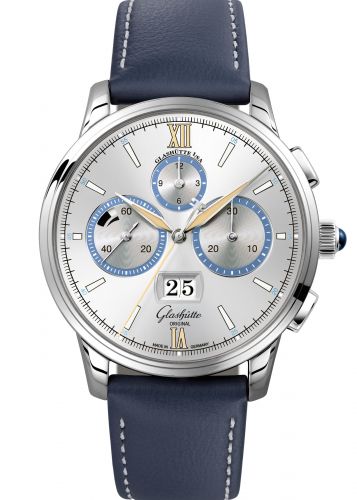 Glashütte Original Senator Chronograph Panorama Date Capital Edition Platinum Silver Calf Pin