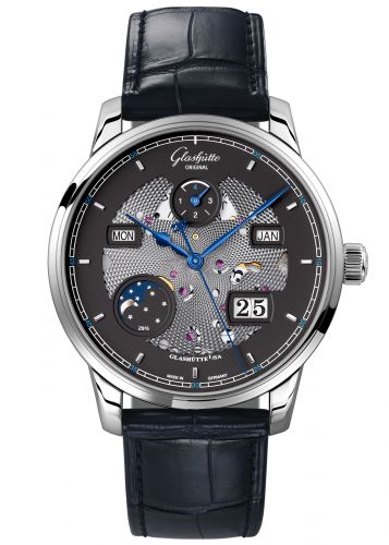 Glashütte Original Senator Excellence Perpetual Calendar White Gold Black-Skeleton Alligator Folding