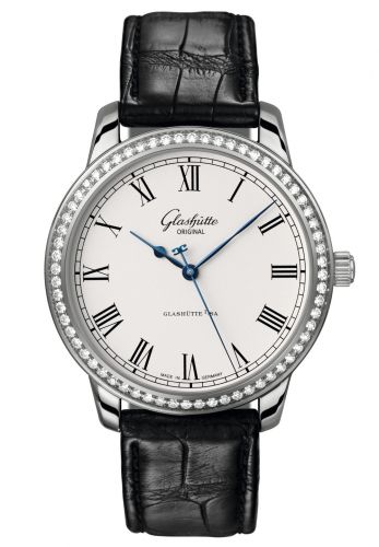 Glashütte Original Senator Automatic White Gold Diamond Silver Alligator Pin
