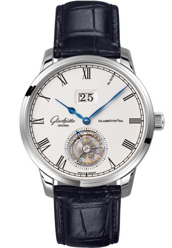 Glashütte Original Senator Tourbillon Edition Alfred Helwig White Gold Silver Alligator Folding