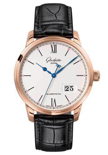 Glashütte Original Senator Excellence Panorama Date Red Gold Silver Alligator Folding