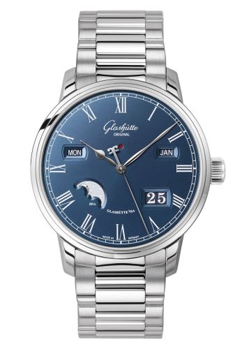 Glashütte Original Senator Perpetual Calendar Stainless Steel Blue Bracelet