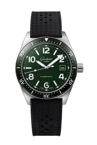 Glashütte Original SeaQ Date Stainless Steel Green Rubber Folding
