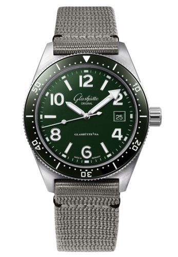 Glashütte Original SeaQ Date Stainless Steel Green Textile Folding