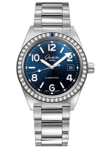 Glashütte Original SeaQ Date Stainless Steel Diamond Blue Bracelet