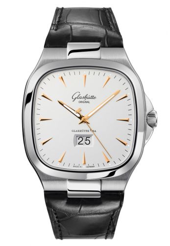 Glashütte Original Seventies Panorama Date Silver Alligator Folding