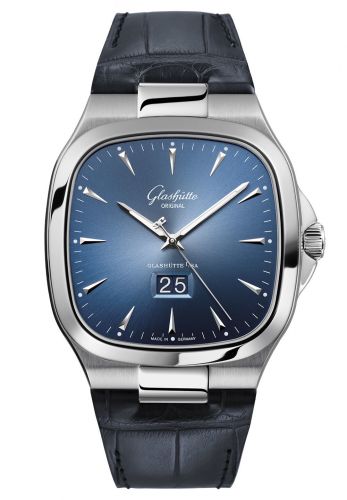 Glashütte Original Seventies Panorama Date Blue Alligator Folding