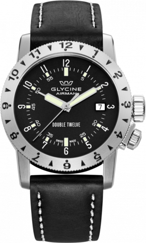Glycine Glycine Airman Double Twelve Black Stainless Steel