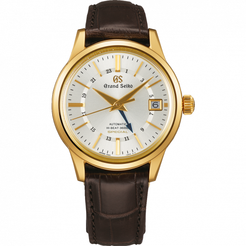 Grand Seiko Automatic Hi Beat 36000 GMT Special Yellow Gold Silver Strap