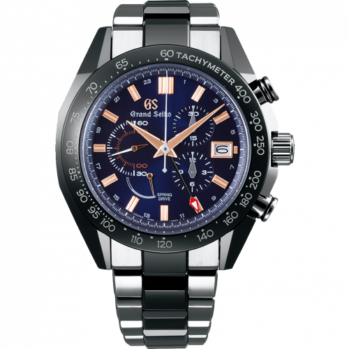 Grand Seiko Spring Drive Chronograph Titanium Ceramic Blue Bracelet Black Ceramics Collection