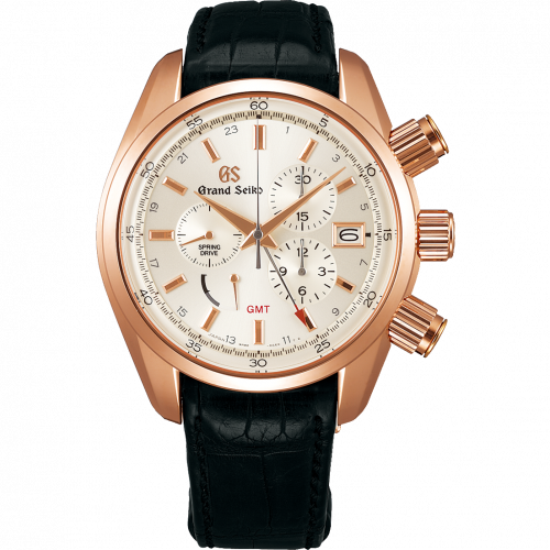 Grand Seiko Spring Drive Chronograph Pink Gold Silver Strap