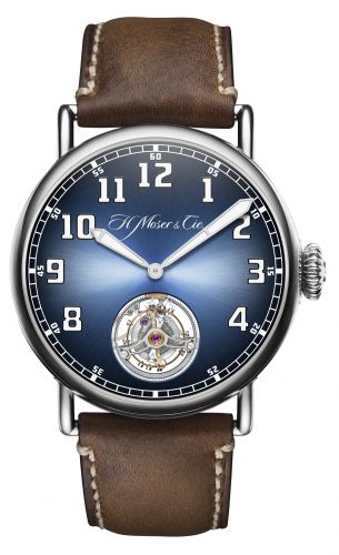 H. Moser & Cie Heritage Tourbillon Stainless Steel Funky Blue