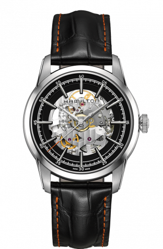 Hamilton Railroad Skeleton Automatic Steel Black