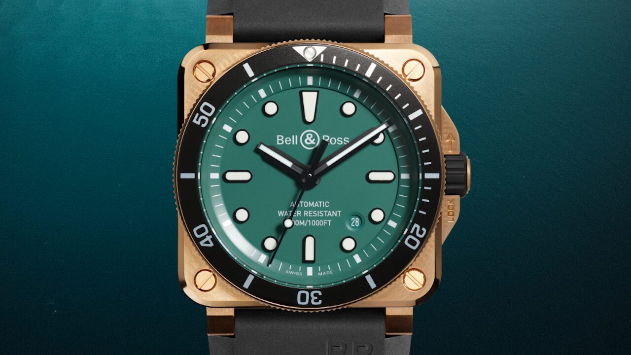 bell ross br03-92 diver black green bronze