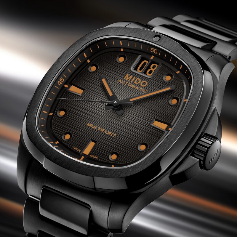mido multifort tv big date black orange 2