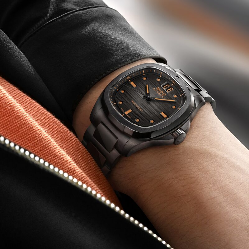 mido multifort tv big date black orange 3