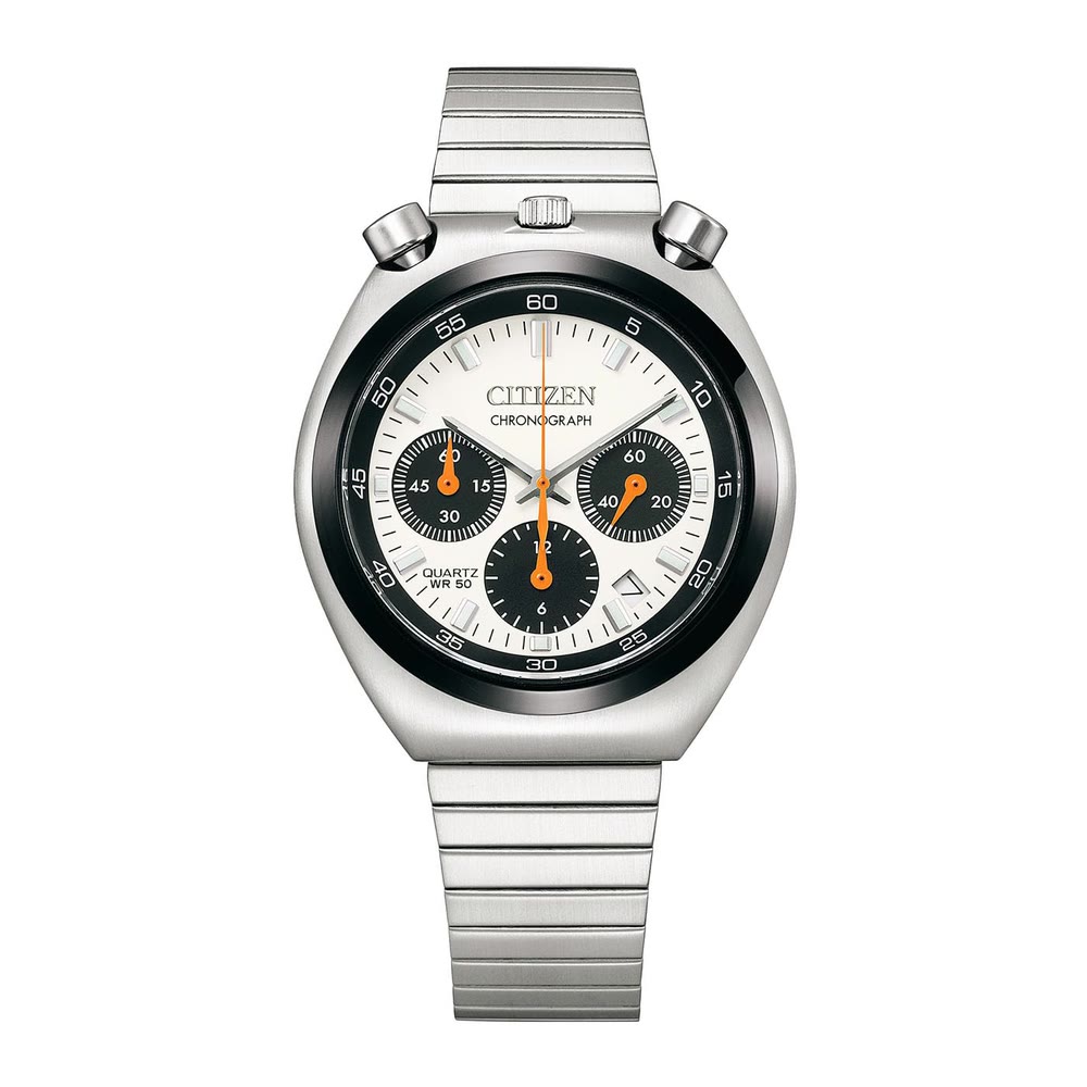 Citizen Bullhead Challenge Timer, chronographe quartz avec disposition Bullhead et poussoirs en haut