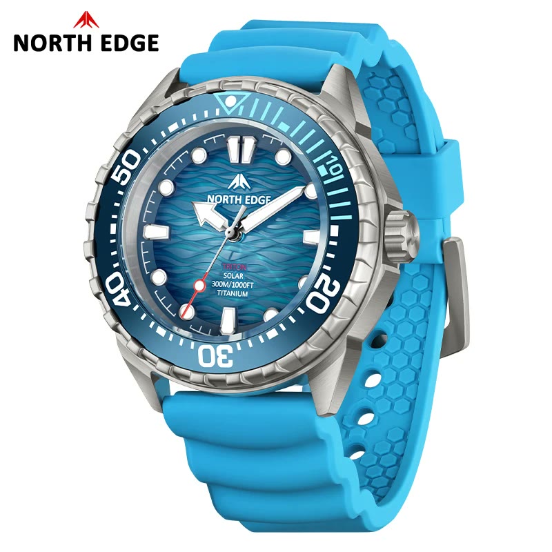 Montre NORTH EDGE Triton-Ti, plongeuse solaire en titane et acier inoxydable