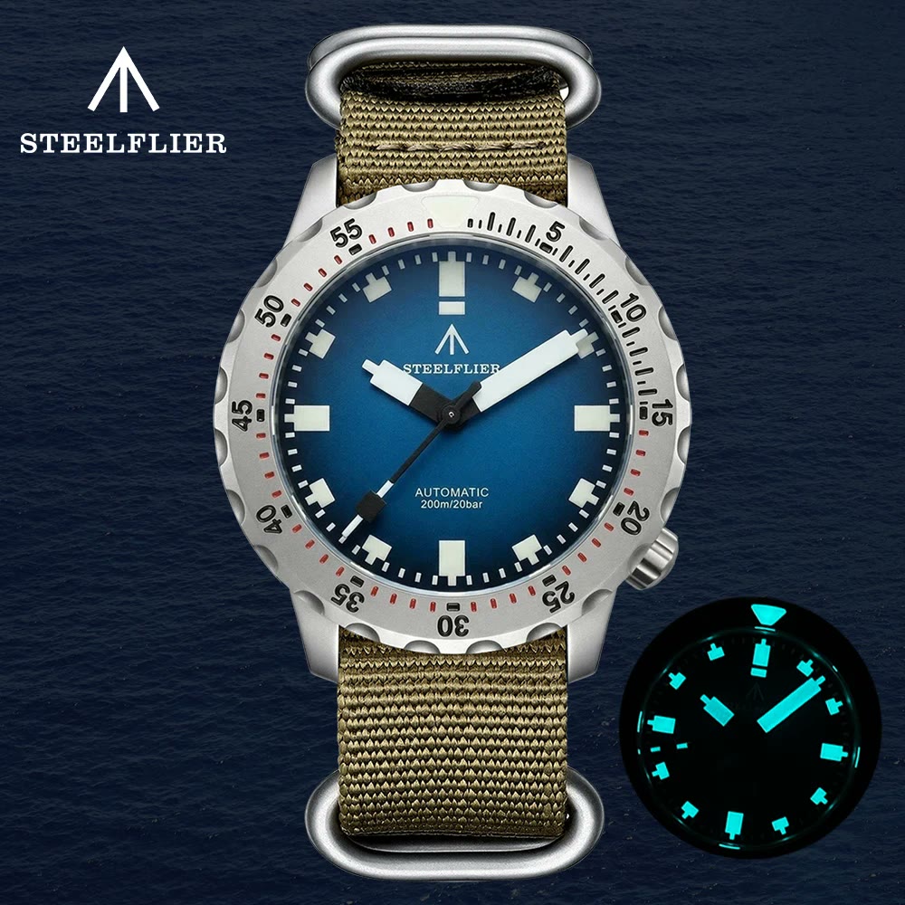 Montre STEELFLIER SF755U, plongeuse automatique NH35 avec lunette acier et 200 m