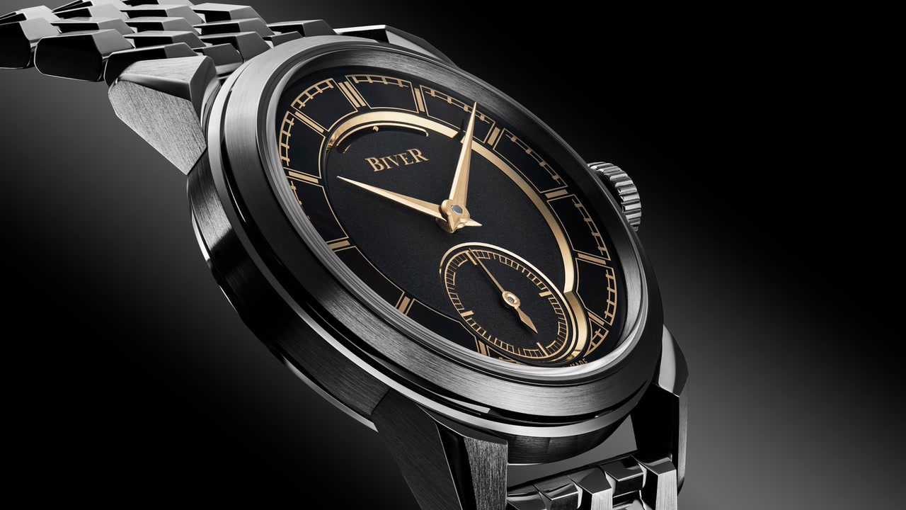 Biver AB en acier, première montre maison avec calibre manuel