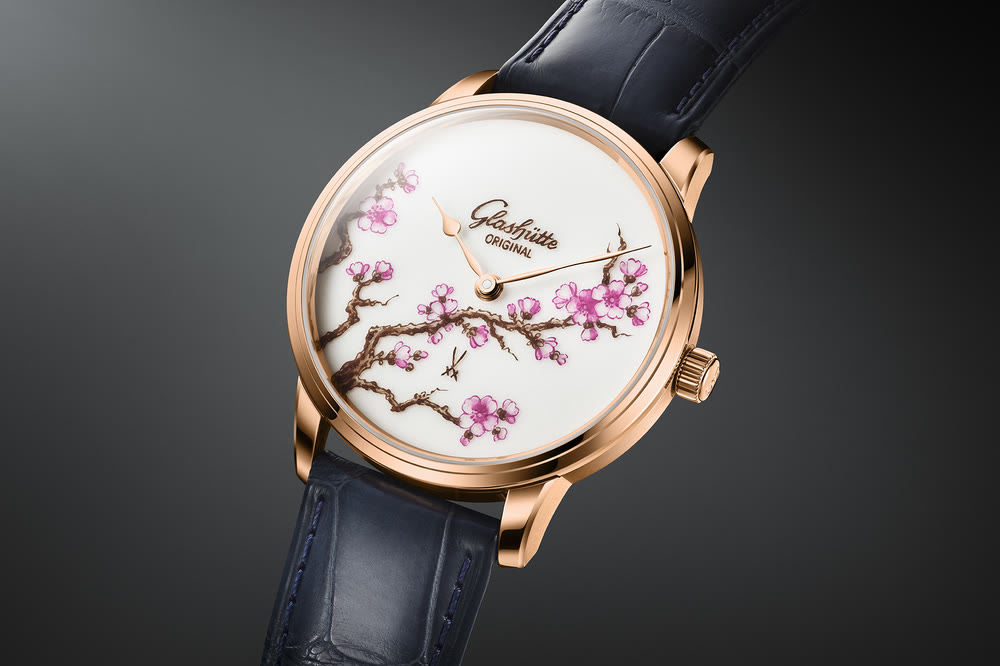Glashütte Original Senator Meissen Cherry Blossom : détail du boîtier