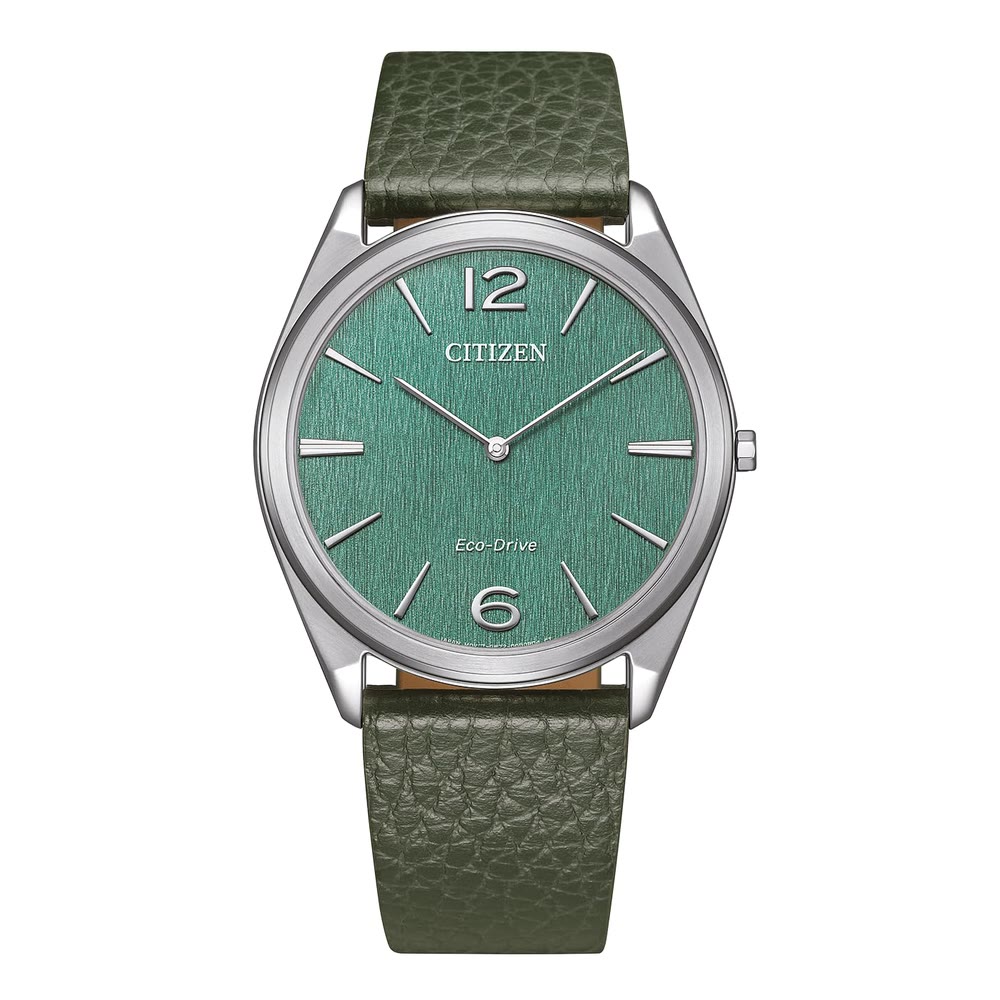 Citizen Suratto, montre Eco-Drive ultra-plate avec cadran translucide et boîtier en acier inoxydable.