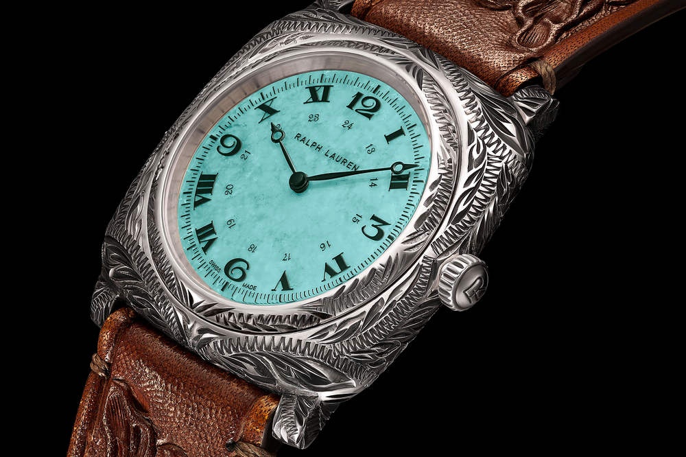Ralph Lauren Western Cushion 38mm : détail du boîtier