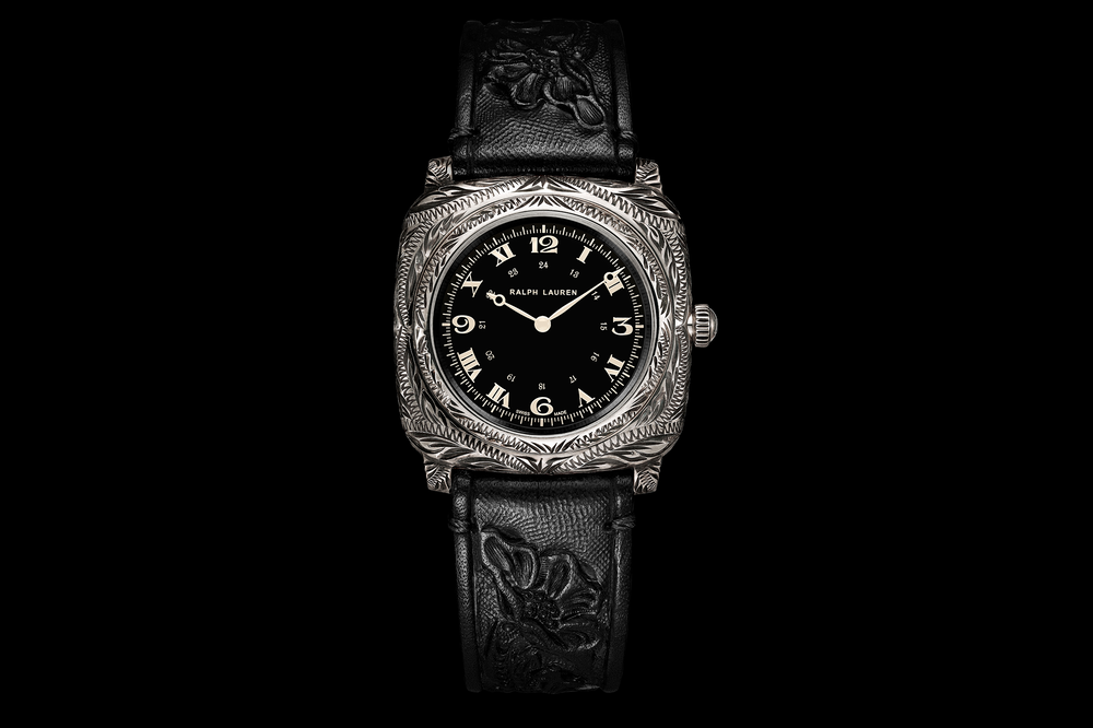 Ralph Lauren Western Cushion 38mm : porté au poignet