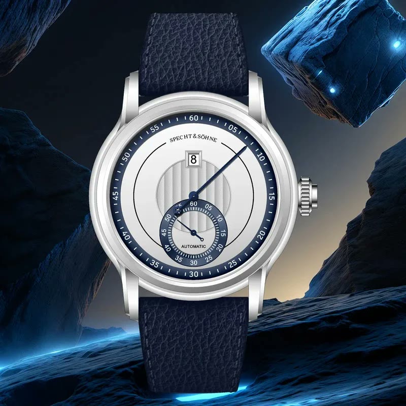 Montre Specht & Sohne à heure sautante avec boîtier acier et style sport